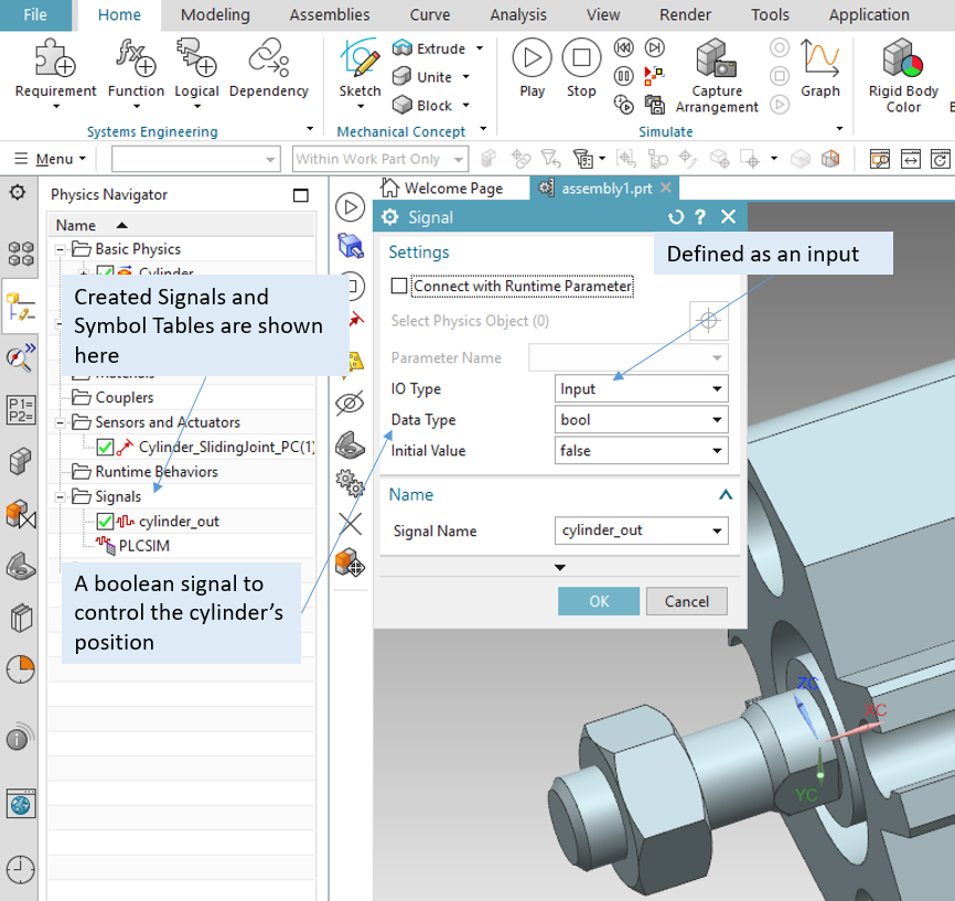 A boolean input signal